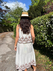 Chocolate Embroidered Stripe Co- Ord Delilah