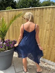Navy Chevron Lace Dress Haven