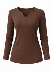 Chocolate Ribbed Long Sleeve Top Emma