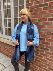 Navy Abstract Circle Print Scarf