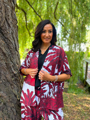 Wine Coastal Palm Blouse Naomi