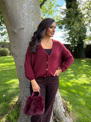 Wine Cosy Knit Cardi Sofia