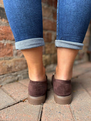 Chocolate Faux Suede Chain Loafer