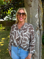 Chocolate Abstract Leaf Blouse Hailey