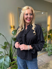 Black Ruffle Blouse Cynthia