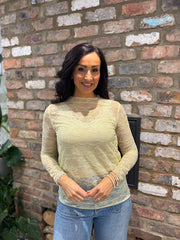 Lemon Lace Mesh Top Tiffany