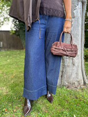 Dark Denim Wide Leg Pull on Jeans