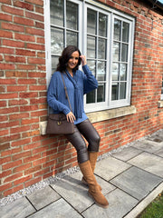 Denim Ribbed Scarf Top Zeta