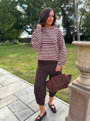 Chocolate & Rose Striped Hoodie Ella