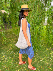 Denim Polka Dot Panel Dress Coraline