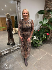 Natural Leopard Mesh Dress Sofia