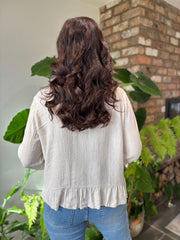 Stone V Neck Ruffle Top Addison