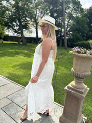 White Boho Embroidered Sun Dress Kelsey