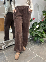 Chocolate Chenille Textured Trousers Mia