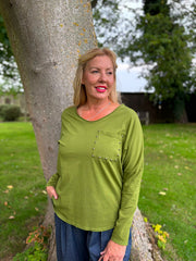 Olive Stud Pocket Top Serena