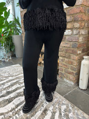 Black Premium Faux Feather Trouser Set Teya