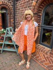 Orange Gold Fleck Paisley Scarf