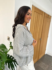 Stone Bubble Cotton Checked Jacket Niamh