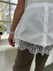 White Lace Trim Shirt Extender