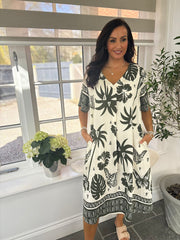 Green Tropical Butterfly Dress Jodie