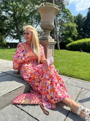 Orange Tropical Tassel Kaftan Dress Orla