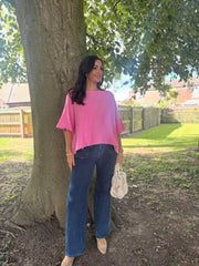 Candy Pink Reverse Seam Round Neck Diana