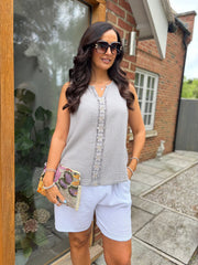 Grey Flower Detail Vest Nina