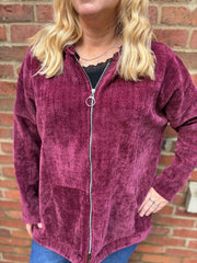 Wine Chenille Zip Hoodie Carrie