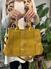 Mustard Multi Fabric Handbag