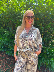 Stone Mixed Animal Print Shirt Davina