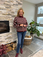 Wine Stripe Cardigan Dora