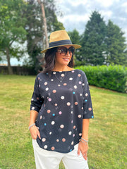 Black Abstract Circle Print Top Alba