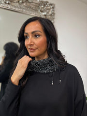 Black Textured Trim Sweat Top Iris