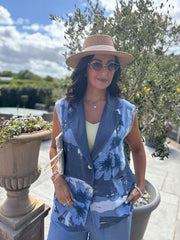 Navy Floral Brushed Pattern Trouser Set Ariel