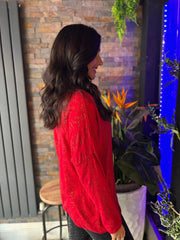 Red Animal Sparkle Top Layla