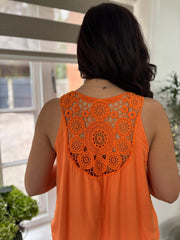 Orange Crochet Detail Vest Moira
