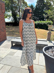 Khaki Patterned Bubble Cotton Dress Athena