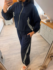 Navy Stripe Zip Jacket Roxy