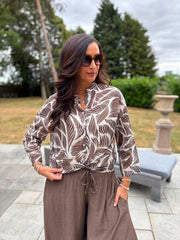 Chocolate Abstract Leaf Blouse Hailey