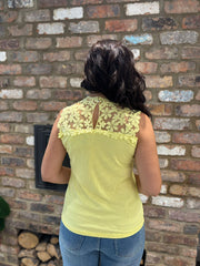 Lemon Crochet Floral Ribbed Vest Olivia