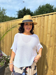 White Cotton Reverse Seam Knit Jo