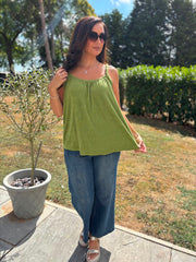 Olive Raw Edge Towelling Vest Natasha