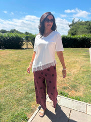 White Asymmetric Lace Hem Top Wendy