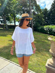 White Multi Hole Detail Top Terri