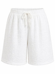 White Bubble Cotton Shorts