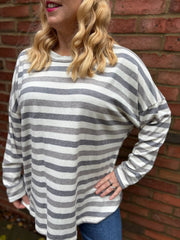 Grey Stripe Long Sleeve Top Yasmin