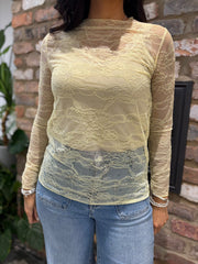 Lemon Lace Mesh Top Tiffany