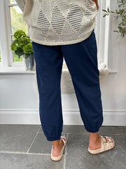 Navy Hareem Style Button Trousers
