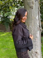 Black Boucle Zip Jacket Estella