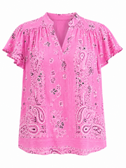Candy Pink Bubble Cotton Paisley Top Sammie